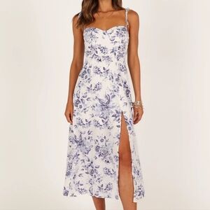 Petal + Pup Azelia Midi Dress In Blue Floral